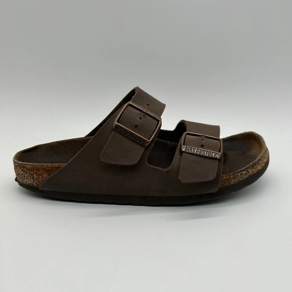 Birkenstock Arizona Sandals Womens 37 Brown Birko-Flor Two Strap Slide Comfort